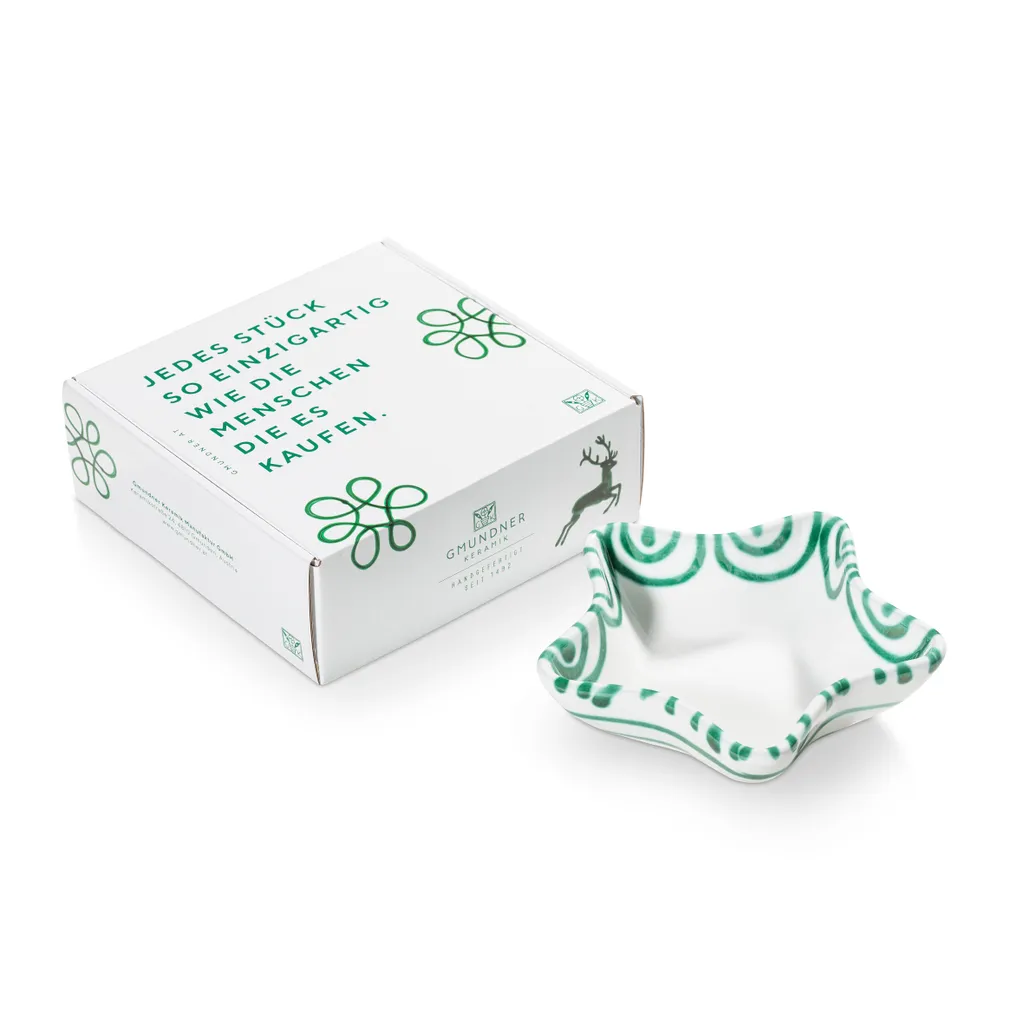 Coupe Étoile Verte Gmundner Keramik 14 cm - Céramique Peinte à la Main