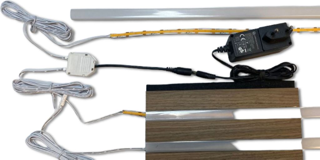 3641 LED Leuchte für Holz-Akustik-Paneele 3x100cm Netzteil Warm Weiß