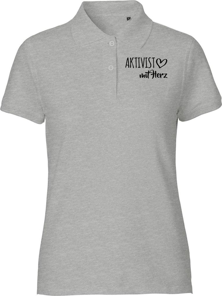 Huuraa Damen Polo Shirt Aktivist mit Herz XXL Sport Grey Bio Baumwolle Fairtrade Poloshirt Geschenkidee