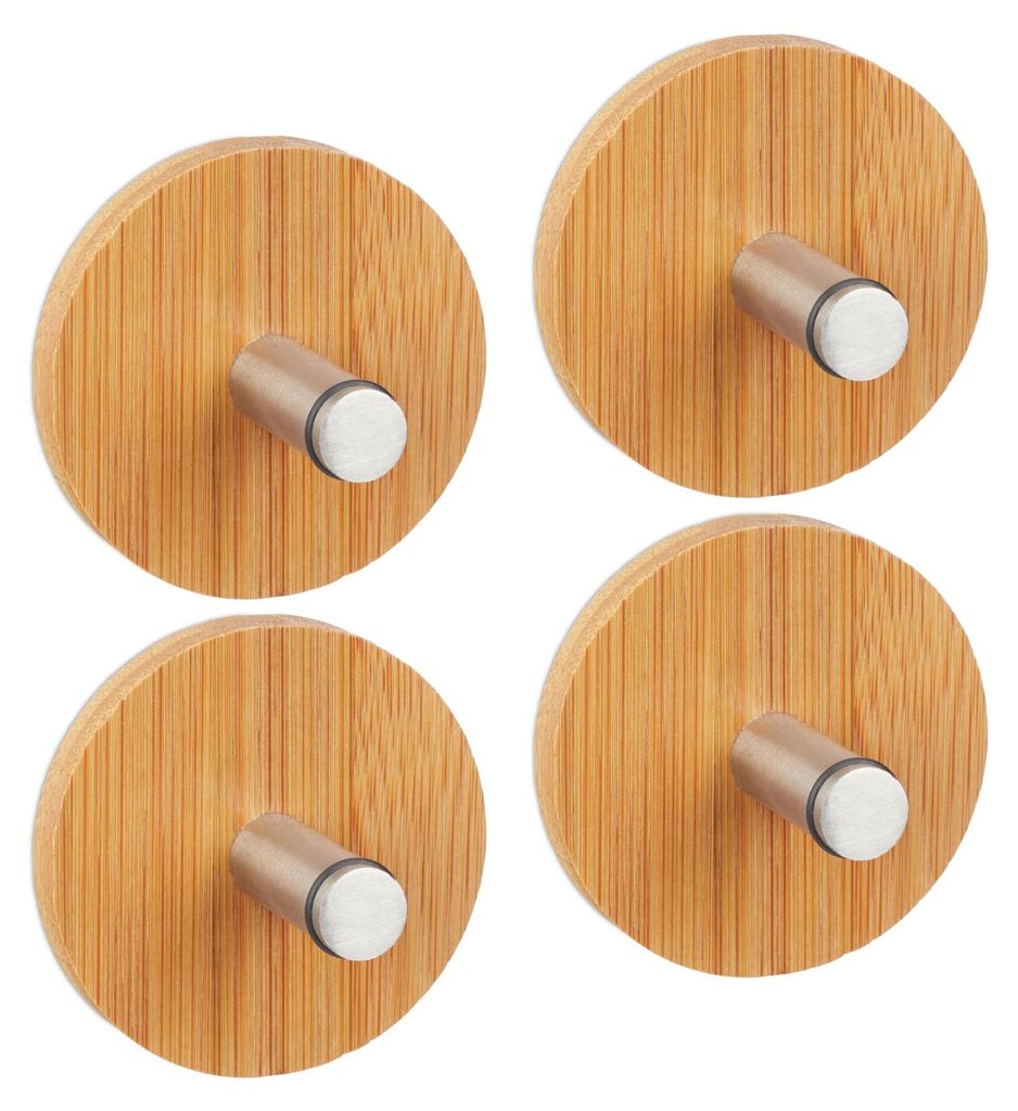Relaxdays zelfklevende handdoekhaken, set van 4 ronde Productafbeelding 