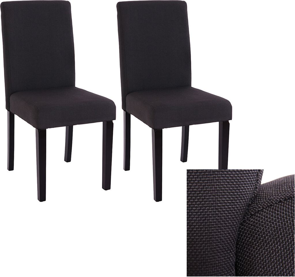 2er-Set Esszimmerstuhl Stuhl Küchenstuhl Littau Textil, schwarz, dunkle Beine