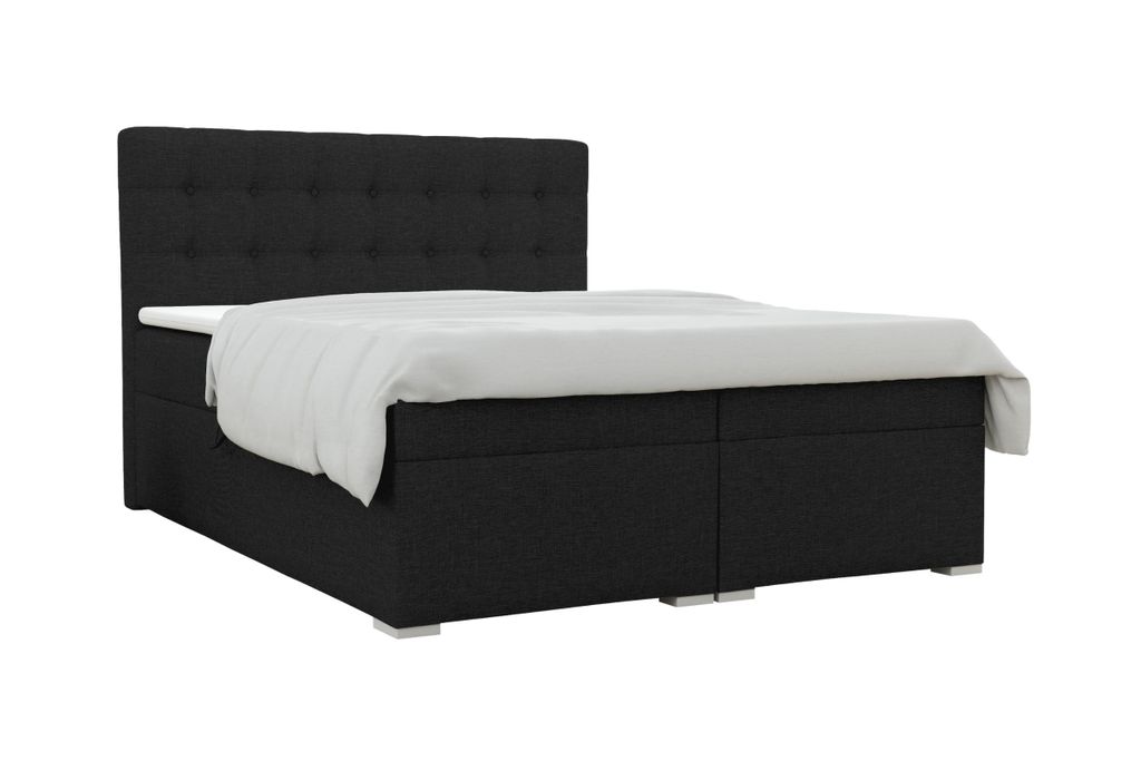 Boxspringbett COLORADO 180x200 cm Inari 100 Schwarz Komplettbett inkl..Taschenfederkernmatratzen 7 Zonen H4 Polsterbett