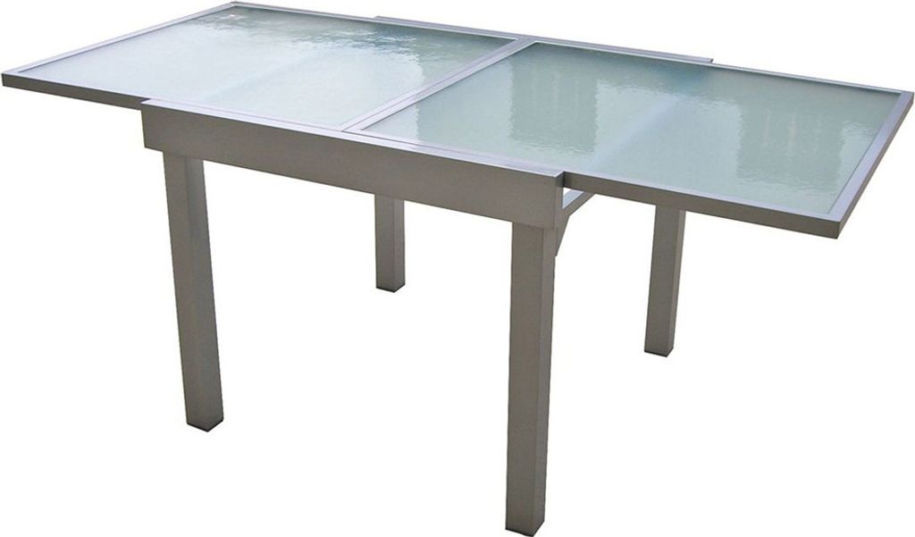 Ausziehtisch mit Glasplatte GARDA-120 in grau, B/H/T: ca. 90-180/75/90 cm