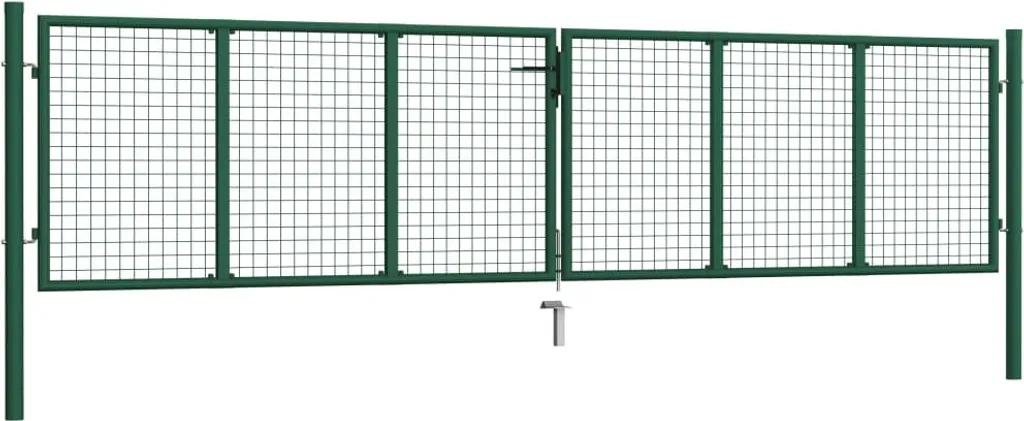 vidaXL Portail de jardin en maille acier vert 400x75 cm - Clôture robuste