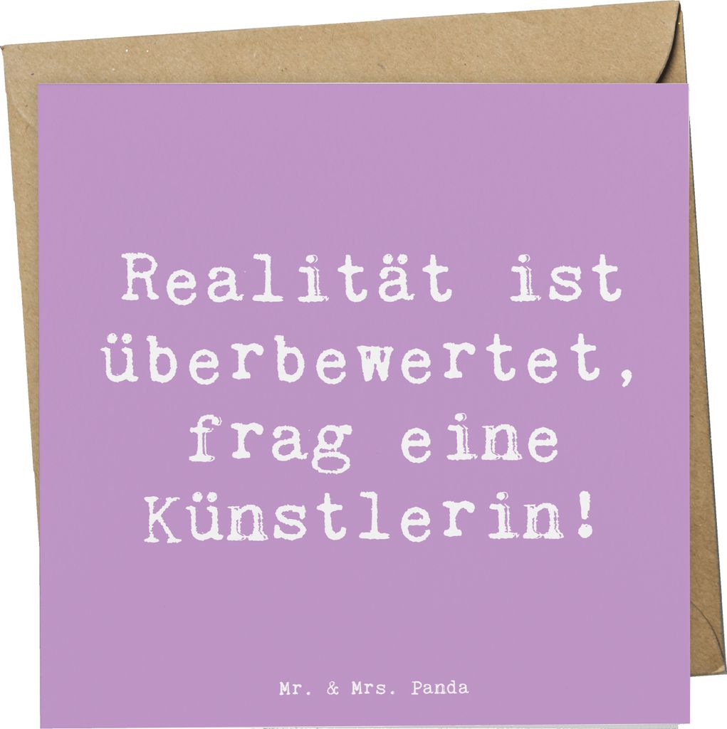 Mr. & Mrs. Panda Grußkarte Spruch Künstlerin Traum - Lavendeltraum - Geschenk, faltkarte, Kunstschaffende, doppelkarte, Klappkarte, Geschenke fü...