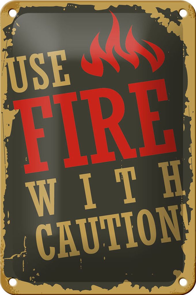 Blechschild Camping 12x18cm use fire with caution
