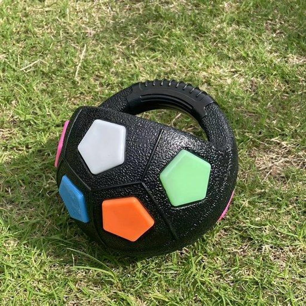 Hundespielzeug in Fußballform, robustes und langlebiges Biss- und Trainingspielzeug, Piepspielzeug.