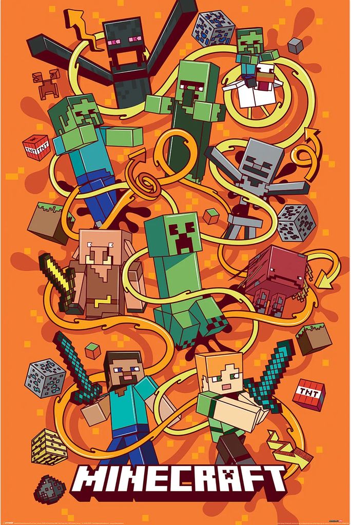 Minecraft - Poster "Funtage Montage" PM9470 (91 cm x 61 cm) (Bunt)