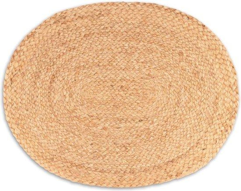 Jute-Placemats oval in Boho-Stil - Set aus 4 - Dekorative Jute-Tischunterlagen