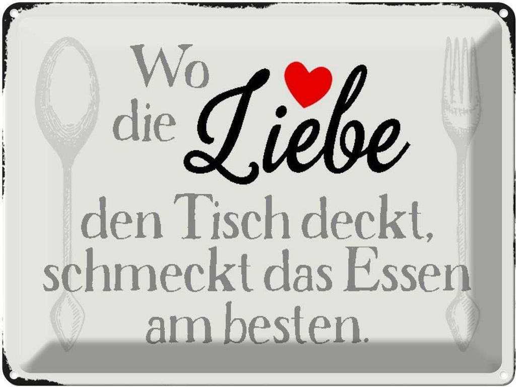 vianmo Blechschild 30x40 cm wo Liebe den Tisch deckt Essen Spruch Zitat