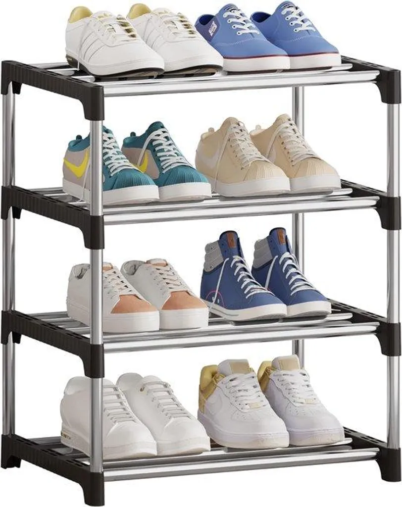 Fini le désordre : Étagère à chaussures mince 4 niveaux pour petit couloir