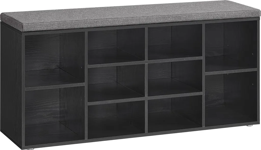 Étagère à chaussures avec siège 104 cm noir ébène pour entrée