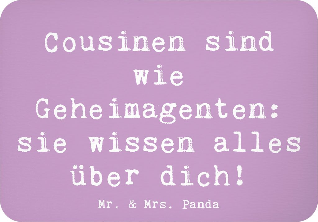 Mr. & Mrs. Panda magnet Spruch Cousinen Geheimagenten - Lavendeltraum - Geschenk, haftmagnet, Lächeln, Liebe, Geburtstage, whiteboardmagnet, Kühl...