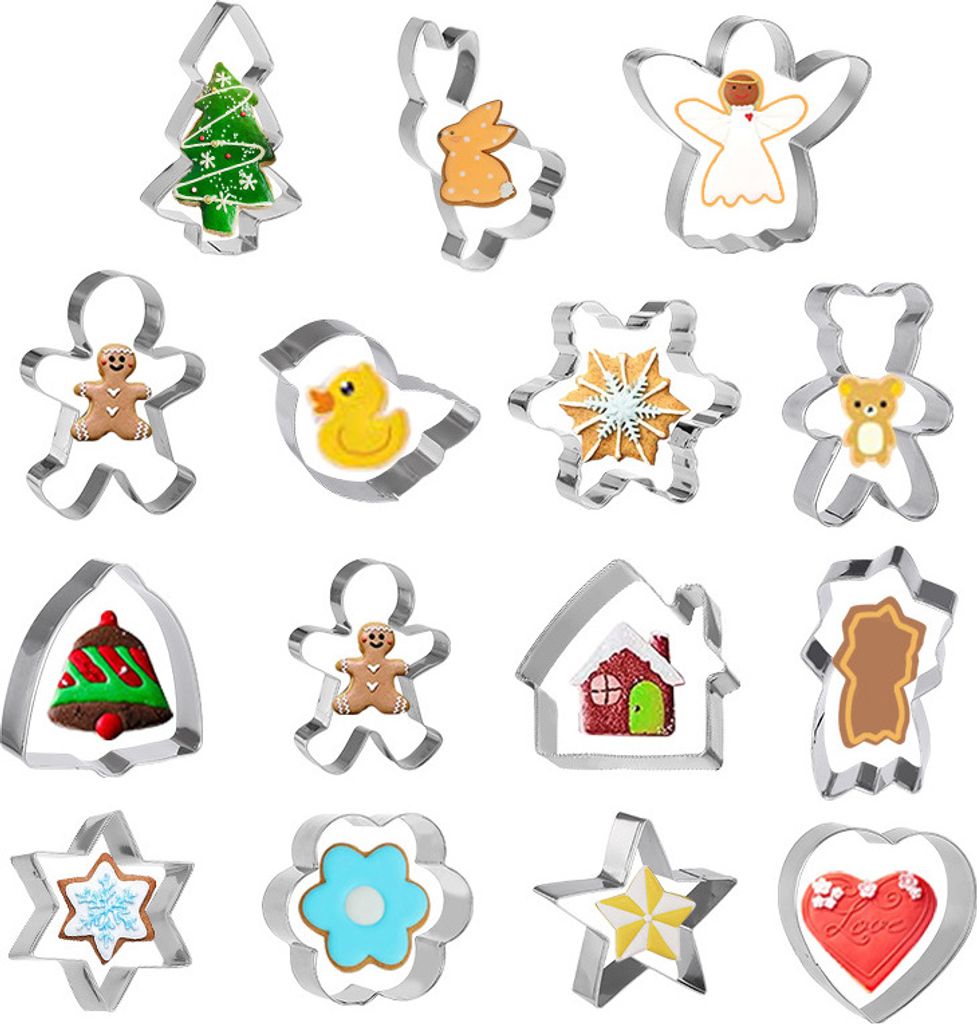 Ausstechformen Weihnachten, 15 Stück Plätzchen Ausstecher Aus Edelstahl, Keksausstecher für Adventskalender Füllung, Set für Backen Tortendeko,