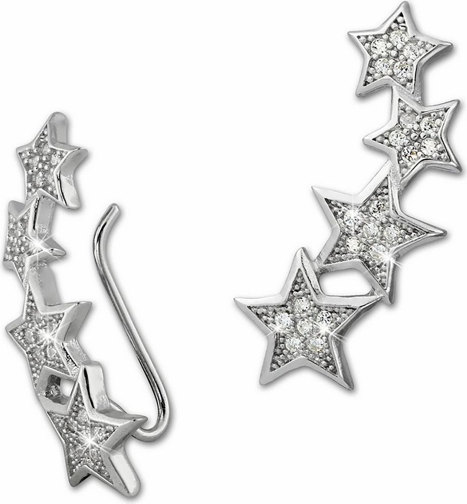 SilberDream weiß Ohrringe Ear Cuff Sterne Zirkonia 925 Silber Ohrklemmen GSO411W