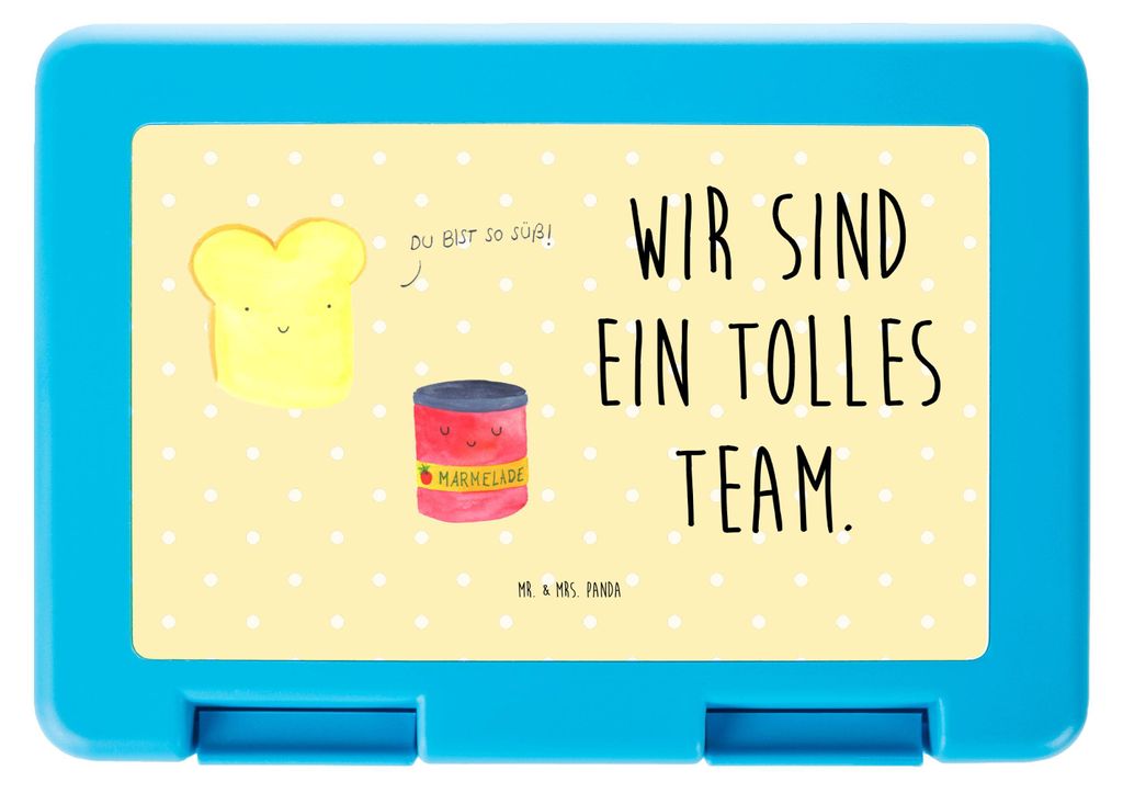 Mr. & Mrs. Panda Bento Box Toast Marmelade - Gelb Pastell - Geschenk, Brotbehälter, Snackbox, Bentobox, Essensbox, Lunchbox, Küche Deko, Dreamtea...