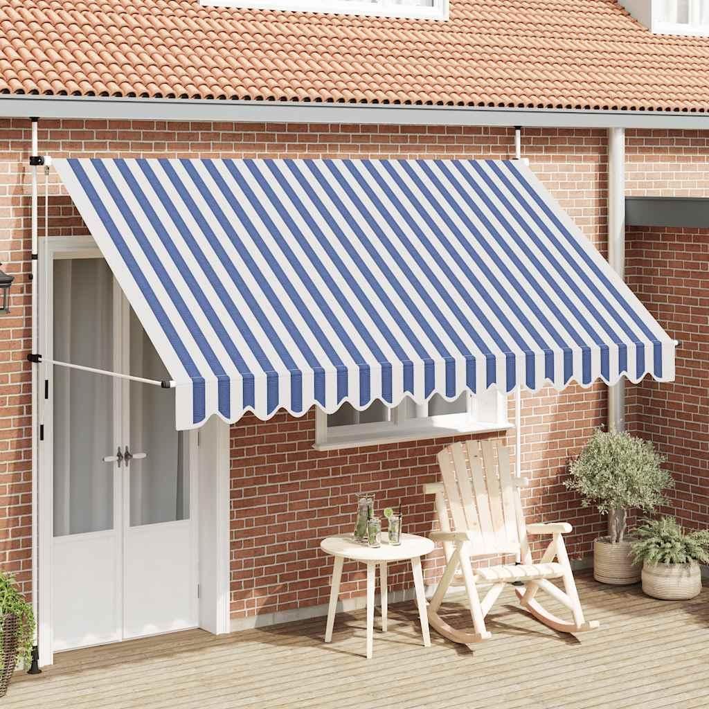 vidaXL Einziehbare Markise Handbetrieben 350 cm Blau/Weiß Produktbild 
