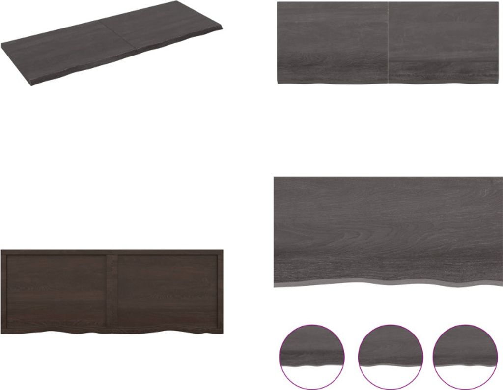 vidaXL Wandregal Dunkelbraun 160x60x(2 4)cm Massivholz Eiche Behandelt - Wandregal - Wandregale - Wandboard - Hängeregal