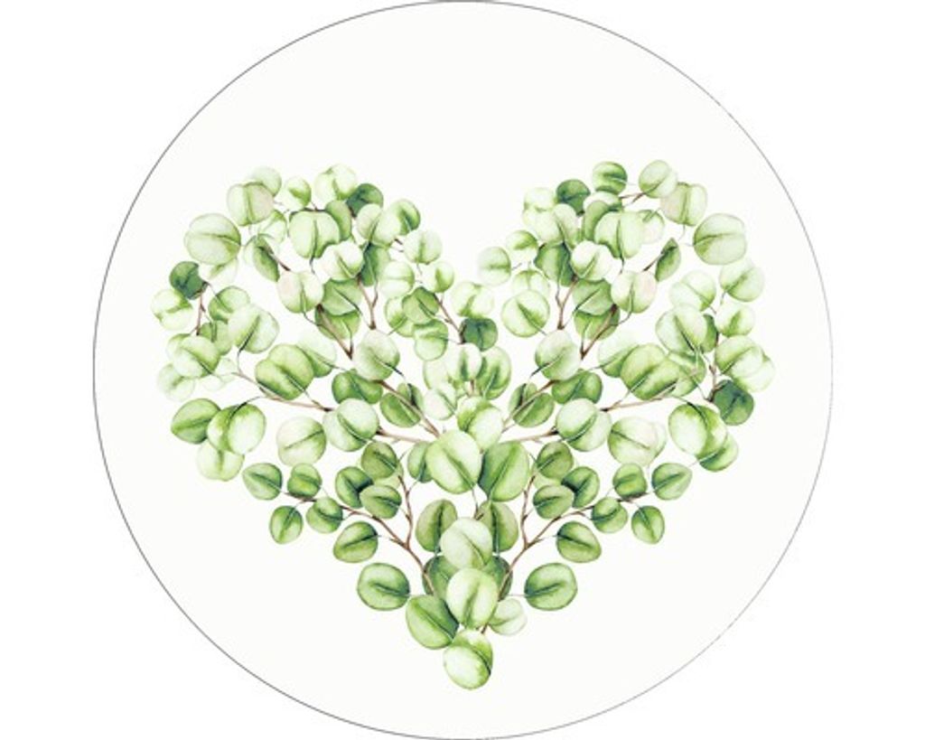 Glasbild Eucalyptus Heart Ø 20 cm