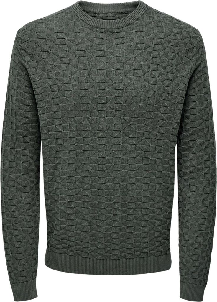 ONLY & SONS Design Strick Sweater Pullover mit Feinstrick Muster Größe: XXL