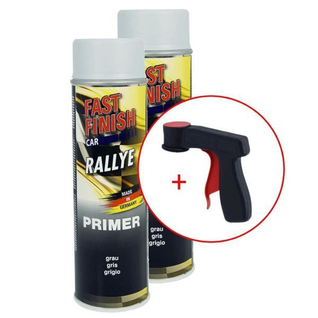 FastFinish Fast Finish Rallye Haftgrund grau 2x 500 ml. + 1 Spraydosen Handgriff