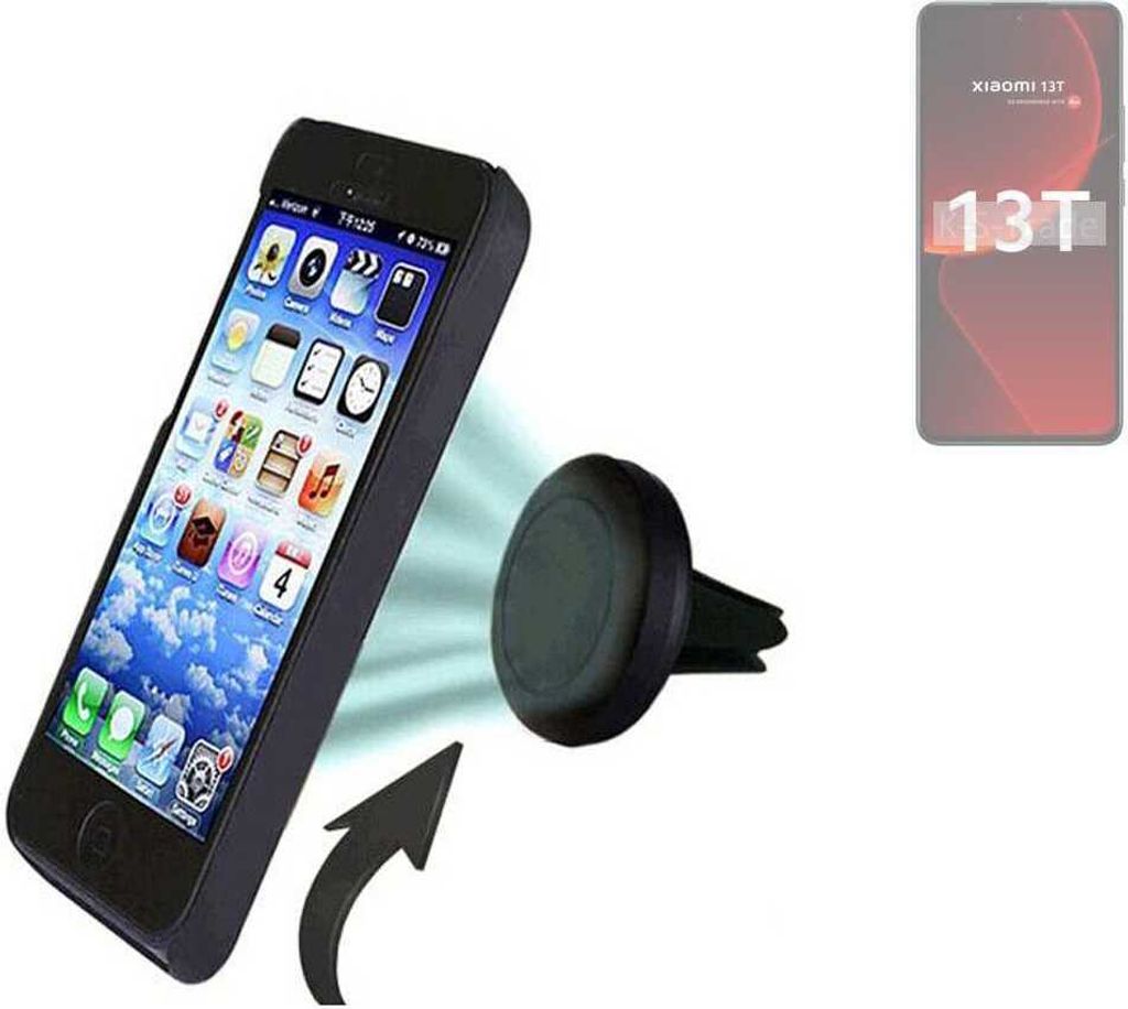 K-S-Trade Kompatibel mit Xiaomi 13T Auto Handy Halterung KFZ Halter Lüftungsgitterhalterung Air Vent mount Smartphone Halter