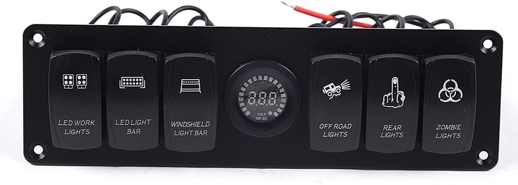 12V-24V 6Gang LED Schalter Schaltpanel Voltmeter Schalttafel Marine Car Auto DE 