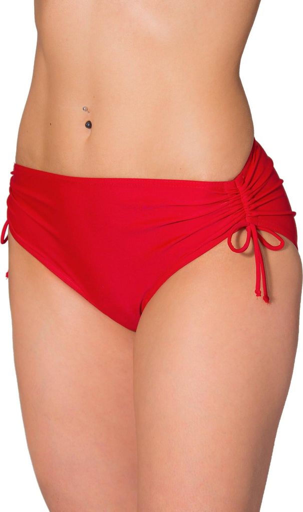 Aquarti Damen Bikinihose mit Raffung und Schnüren, Farbe: Rot, Größe: 40