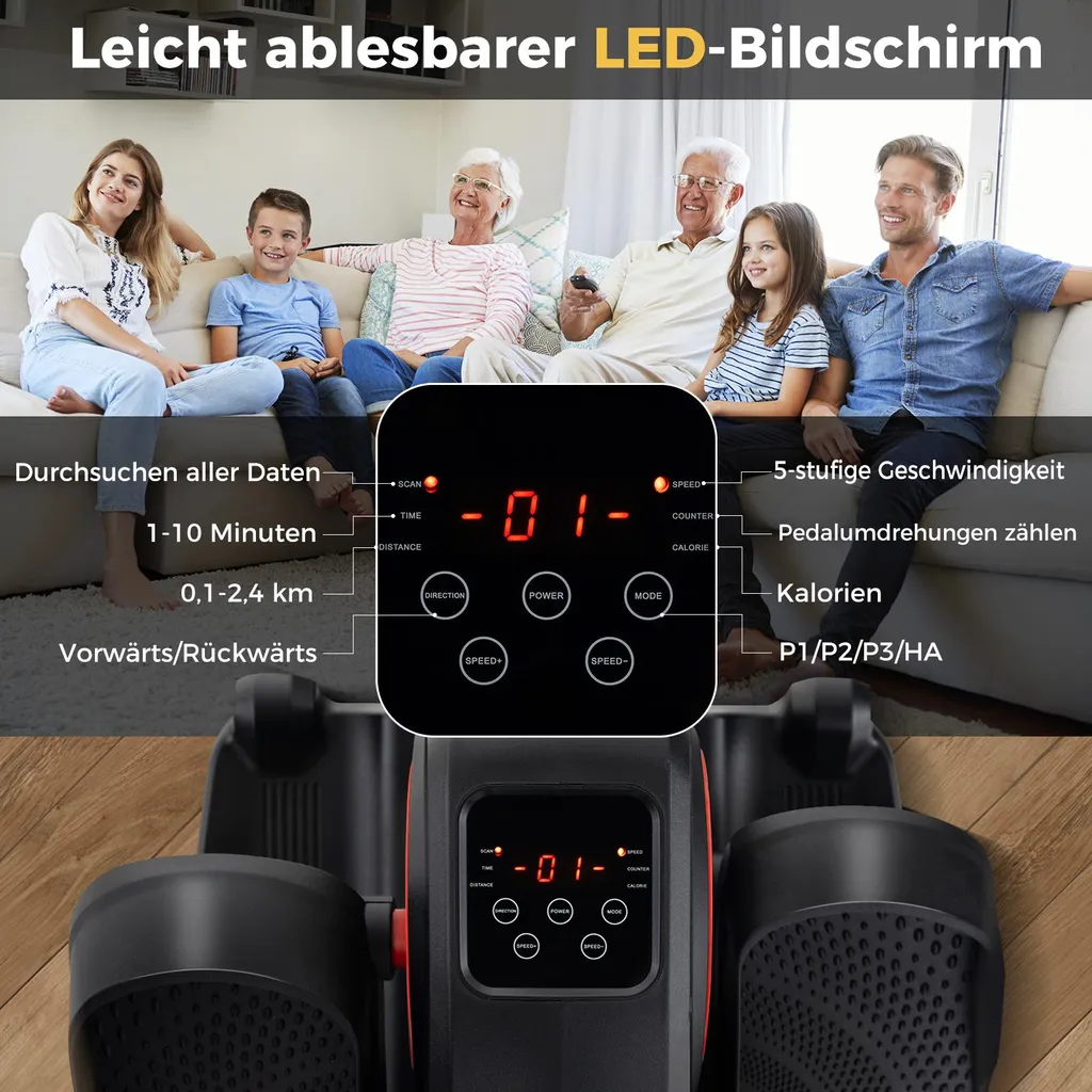 Mini Elliptique Motorisé avec Écran LCD et Télécommande pour Jambes