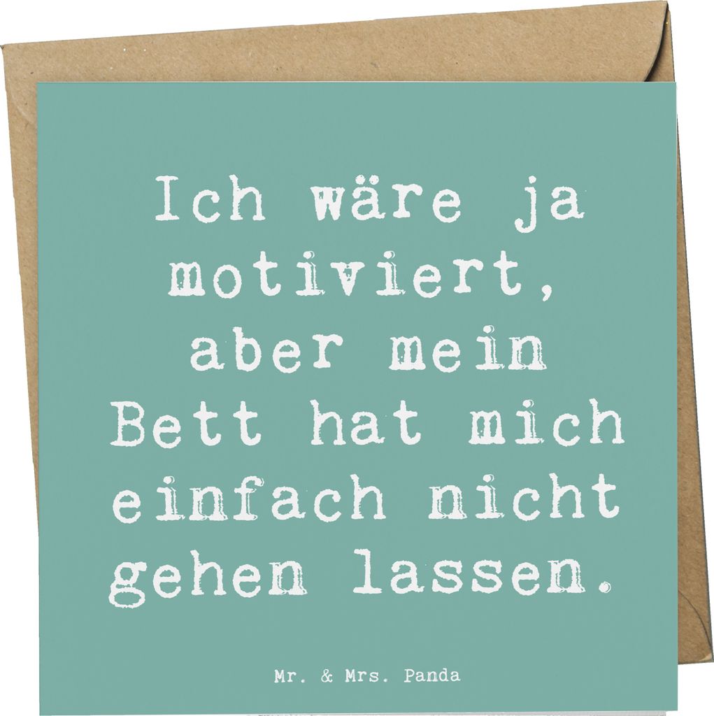 Mr. & Mrs. Panda Grußkarte Spruch Motivationsbett - Meeresbrise - Geschenk, Motivation, Zitat, faltkarte, aufmuntern, Verwirklichung, Lächeln, An...