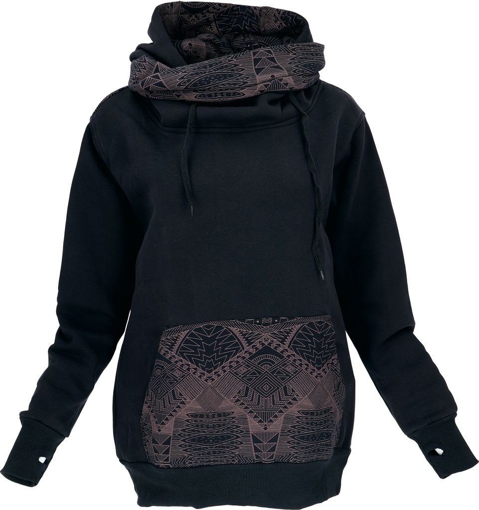 Goa Festival Hoody Print, Uni Kapuzenpulli, Sweatshirt - Schwarz/braun, Herren, Baumwolle, Größe: XXL