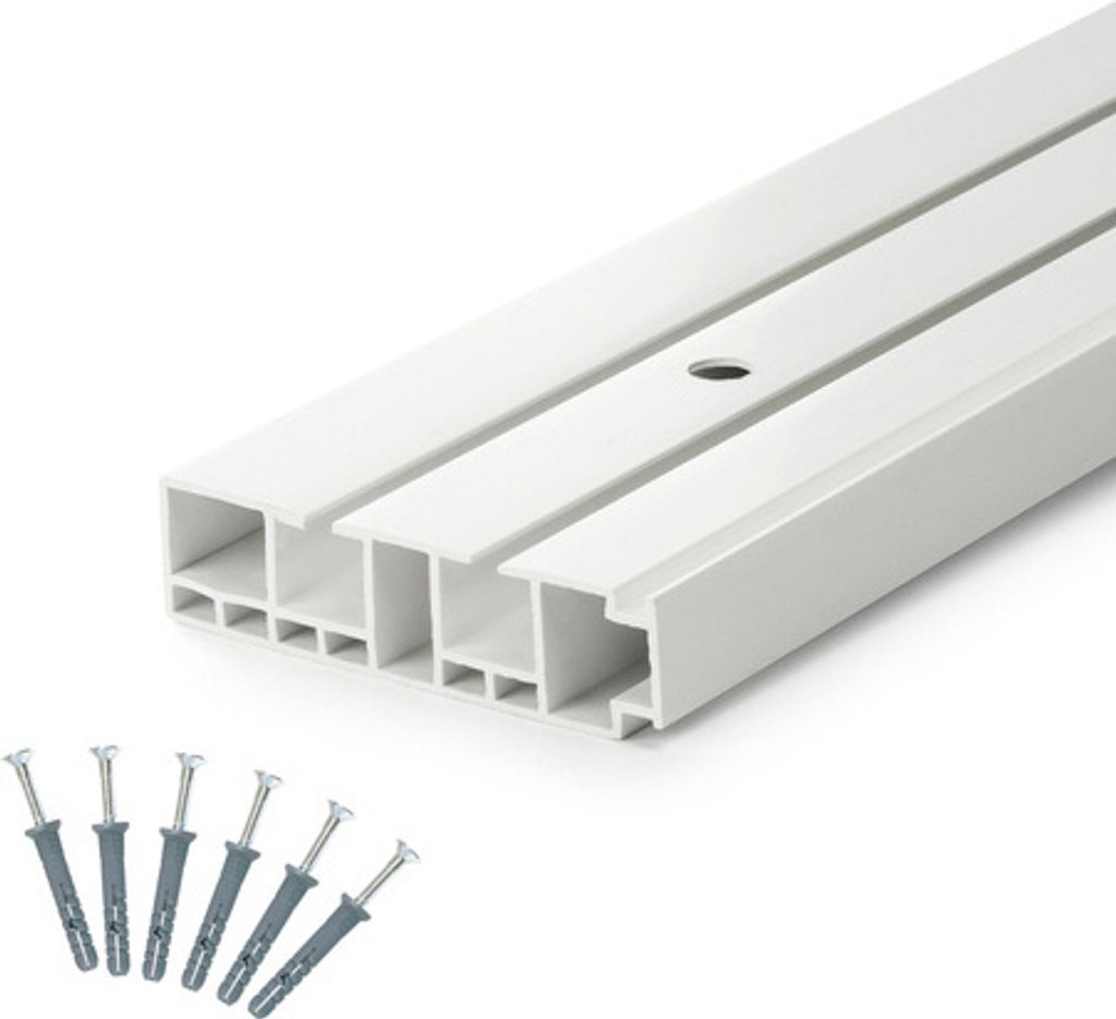 Gardinenschienen PVC 2-Läufig Vorhangsschiene Innenlaufschienen Deckenschiene Weiß 100cm 1m
