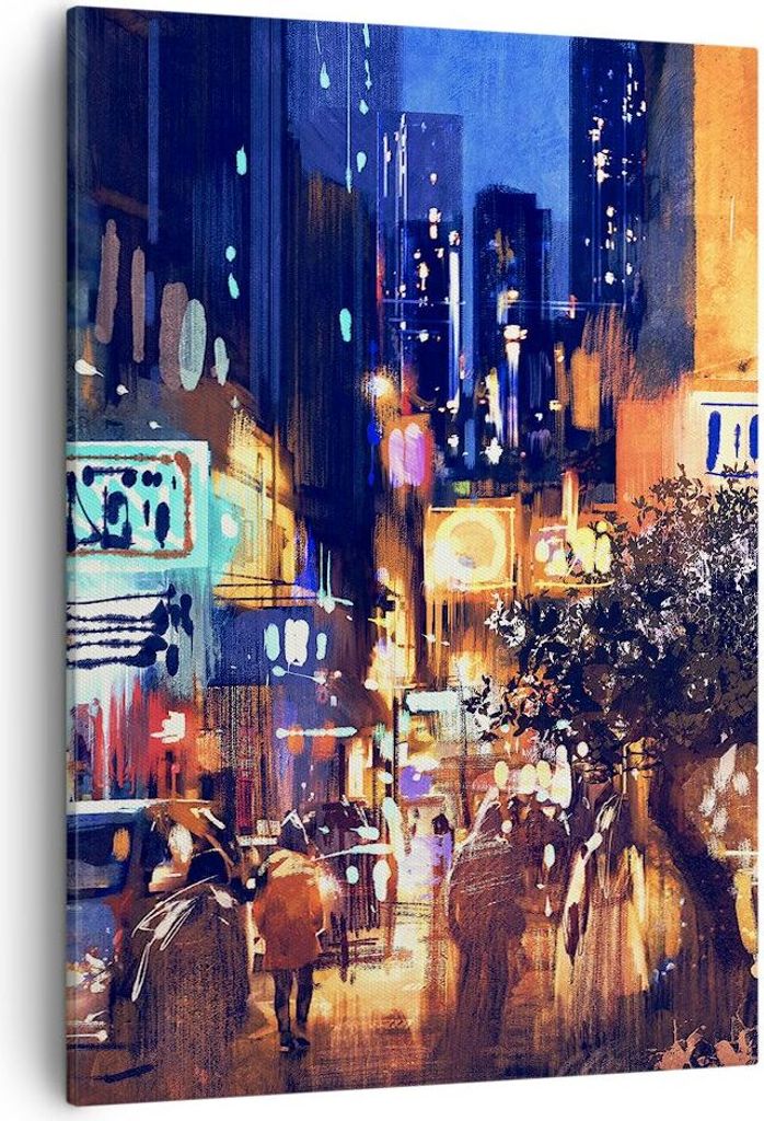 Bild auf Leinwand - Leinwandbild - Einteilig - Auto Menschen Restaurant Nachtleben - 50x70cm - Wand Bild - Wandbilder - Leinwanddruck - Wanddekorat...
