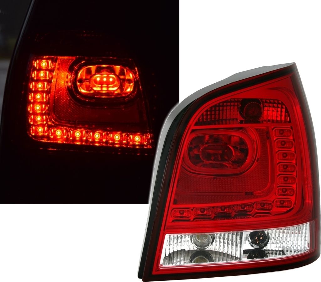 LED RÜCKLEUCHTEN SET 6R Style für VW POLO 9N 01-09 in ROT WEISS von EAGLE EYES