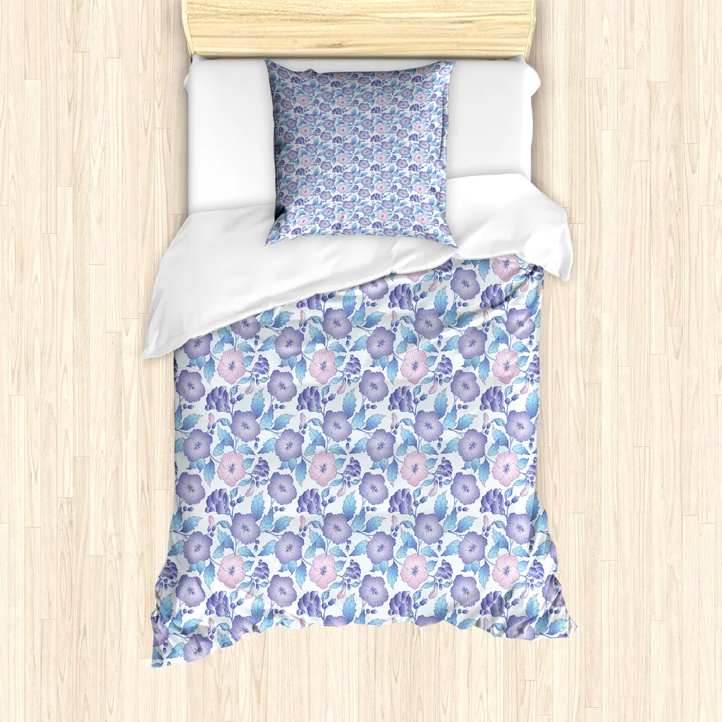 Housse de couette 135x200 ABAKUHAUS bouquet fleurs exotiques avec taie