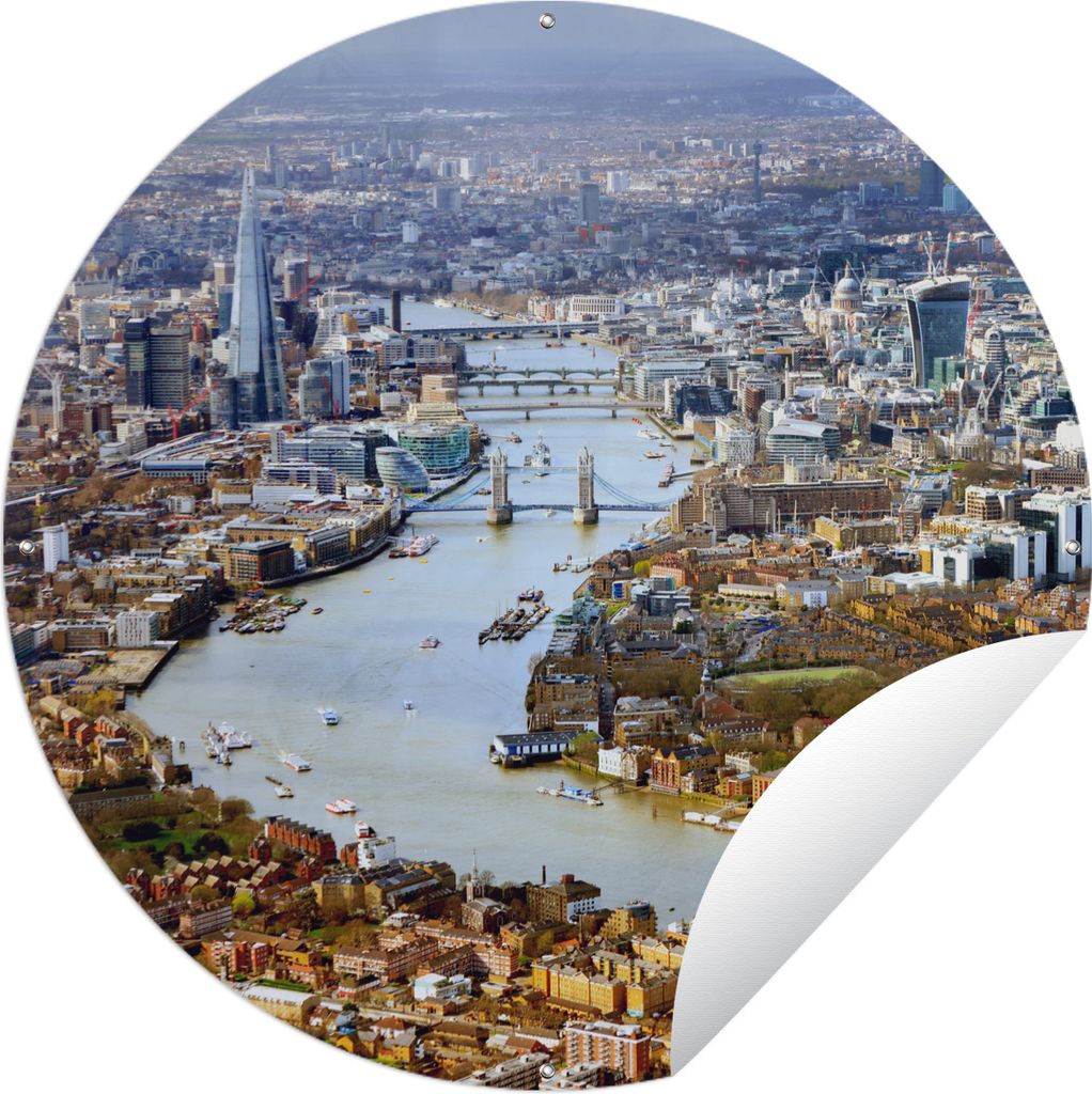MuchoWow Gartenposter Outdoor-Poster Rund London - England - Themse Ø 150 cm Gartendeko Rundes Poster draußen