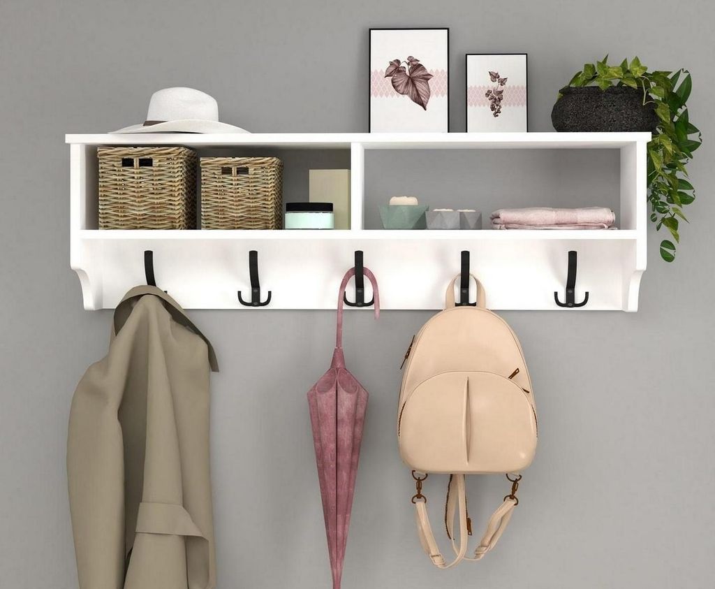 STSTANLEY nástěnný věšák s policí 120 cm, bílá Obrázek produktu 