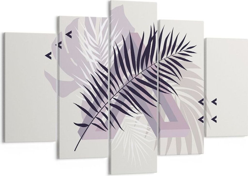 Bild auf Leinwand - Leinwandbild - 5 Teile - Grafiken Blatt Buntstift - 150x100cm - Wand Bild - Wanddeko - Wandbilder - Leinwanddruck - Bilder - Wa...