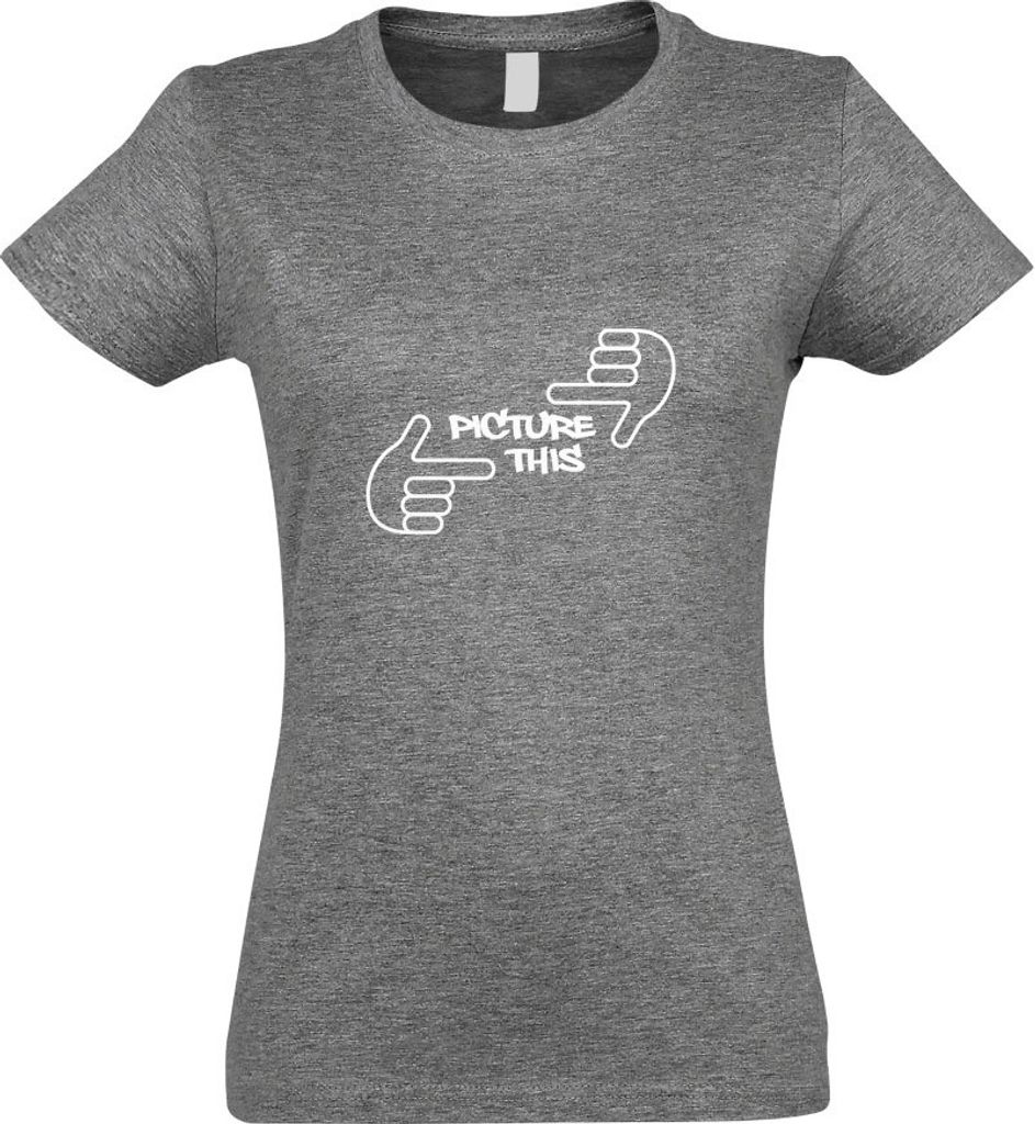 Kiwistar - T-Shirt tailliert - Damen - Graumeliert - Picture This - mit Motiv Bedruckt - Funshirt Design - Sport - Freizeit - Damen - XL