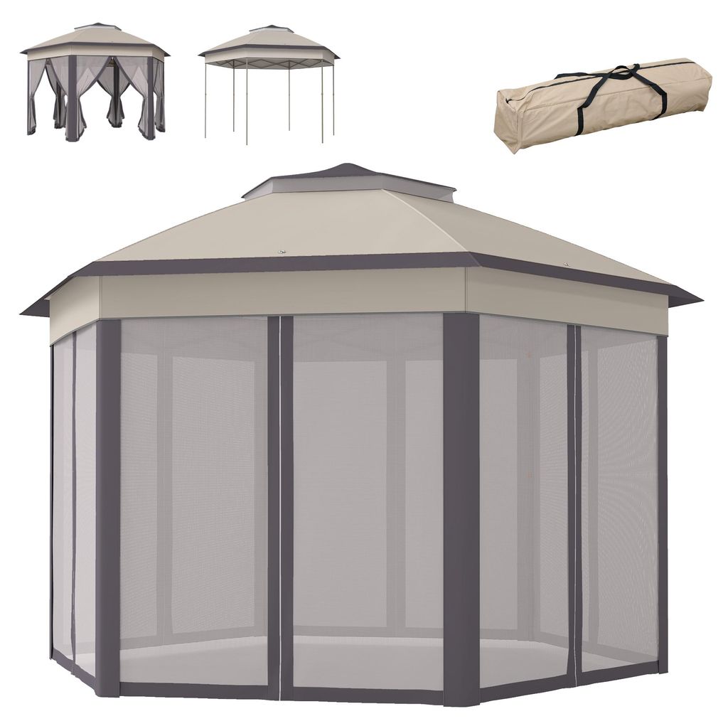 Outsunny Gartenpavillon Faltpavillon mit 6 Seitenteile Produktbild 