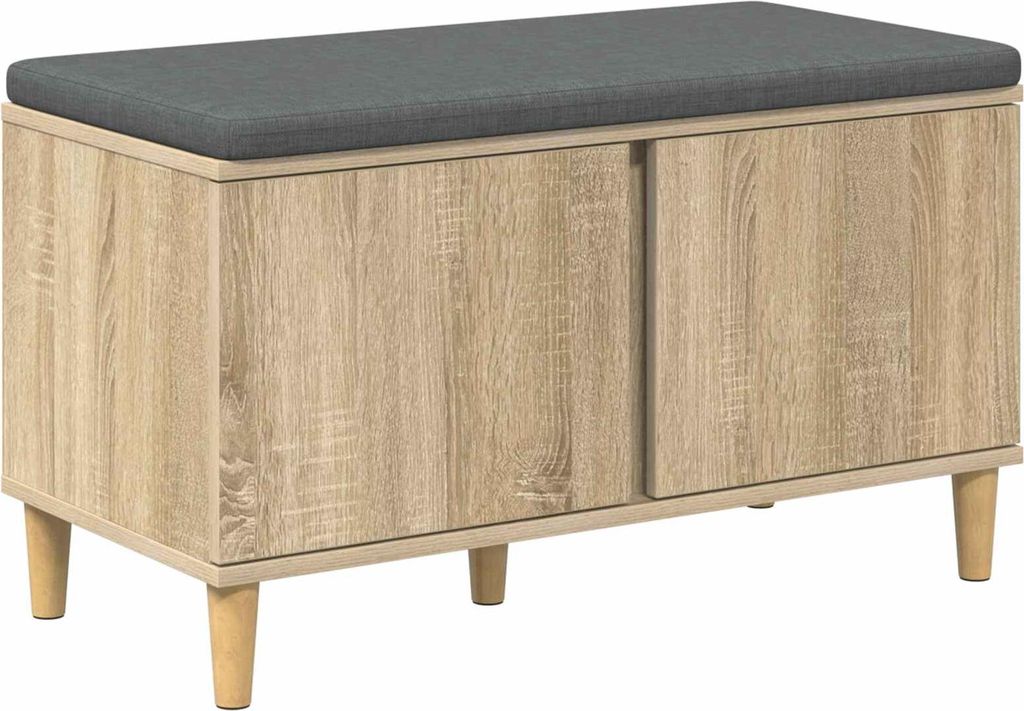 Cloris Designermöbel Flurbank mit Kissen mit Speicher Sonoma-Eiche 60x38x46cm - Sitzbänke HOMMIE936003