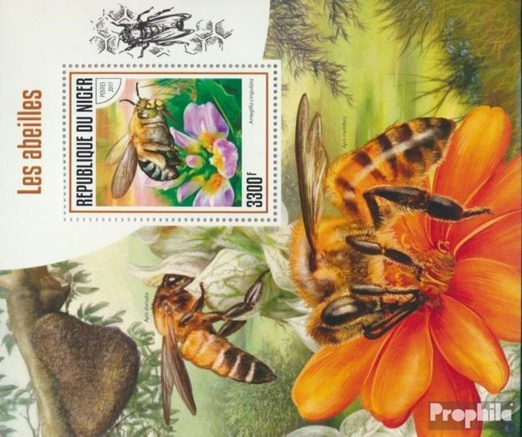 Briefmarken Niger 2017 Mi Block 743 (kompl. Ausg.) postfrisch Bienen