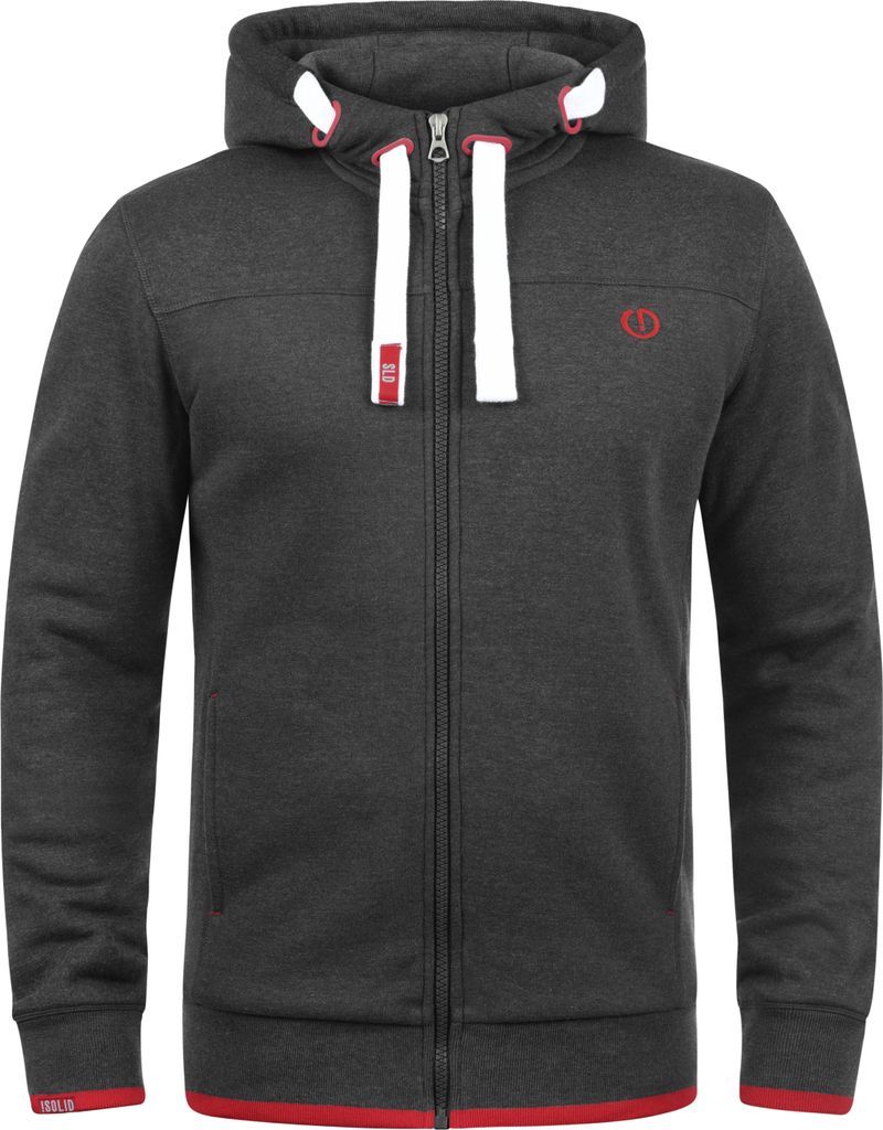 Solid SDBenjaminZip Herren Sweatjacke Kapuzenjacke Hoodie mit Kapuze Reißverschluss Kordelzug Baumwollmischung Regular fit