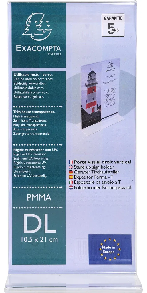 Protégez vos tarifs avec le porte-visuel DL vertical Exacompta 30x