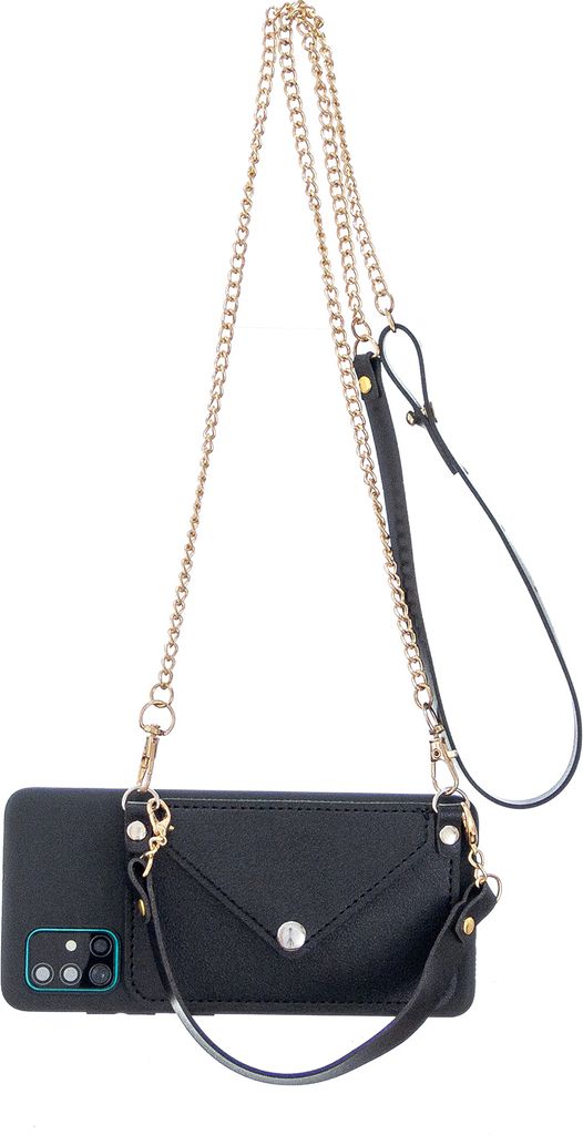 Für HUAWEI P40/P40 Lite/P40 Pro Handyhülle mit Kunstleder Card Halter + Hand Rope Stratdle schwarz