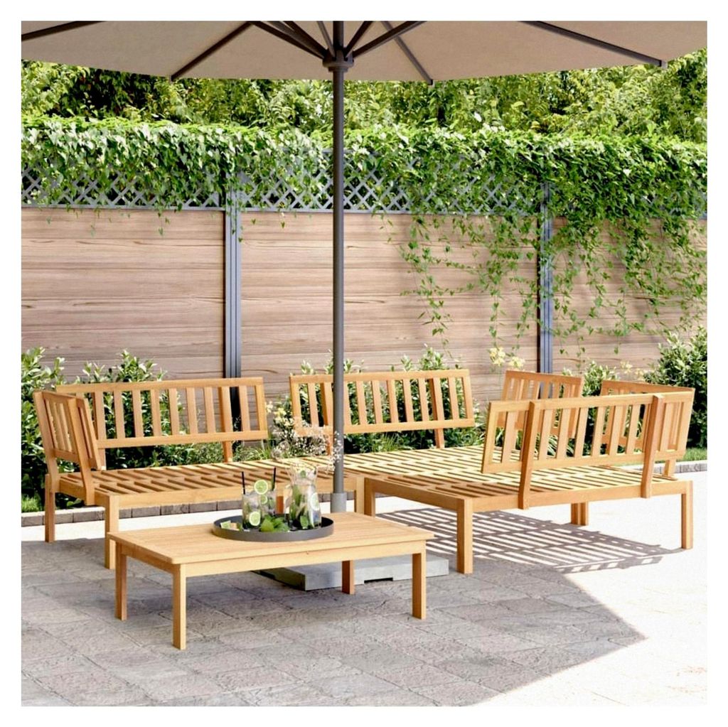 4-teiliges Garten-Sofagarnitur aus Akazienmassivholz, Balkonmöbel Set, Gartenmöbel Set, Gartenlounge, Terrassenmöbel, Lounge Sofa für den Auße...
