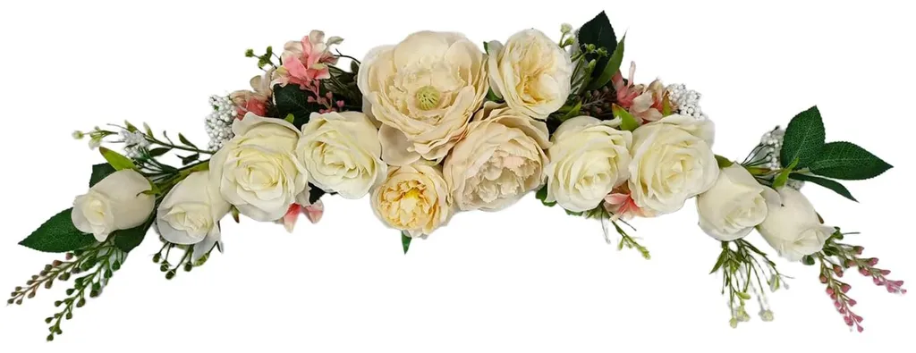 Couronne de fleurs artificielles champagne 60cm pour arche de mariage