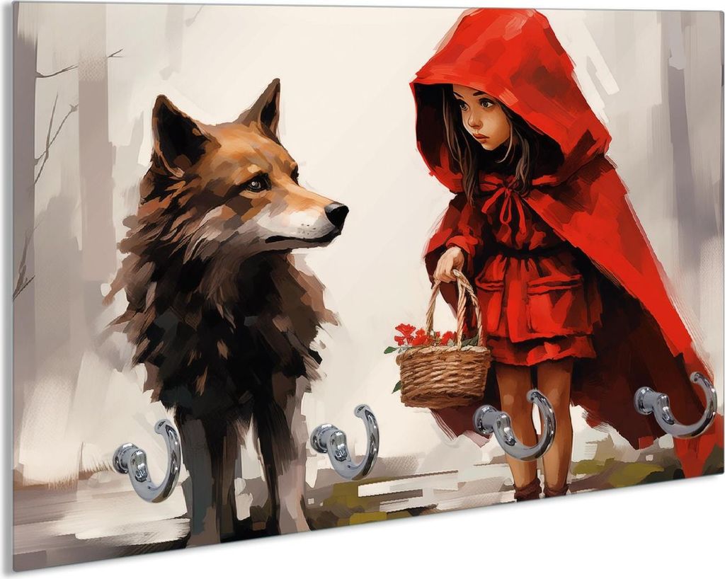 Wallario Handtuchhalter aus Glas, Motiv: Märchenhafte Begegnung, 30 x 20 cm mit 4 Haken