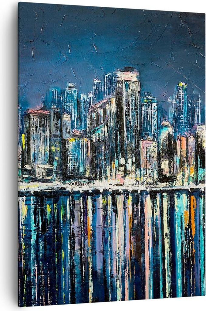 Bild auf Leinwand - Leinwandbild - Einteilig - Stadt Aussicht Wasser - 70x100cm - Wand Bild - Wanddeko - Wandbilder - Leinwanddruck - Wanddekoratio...