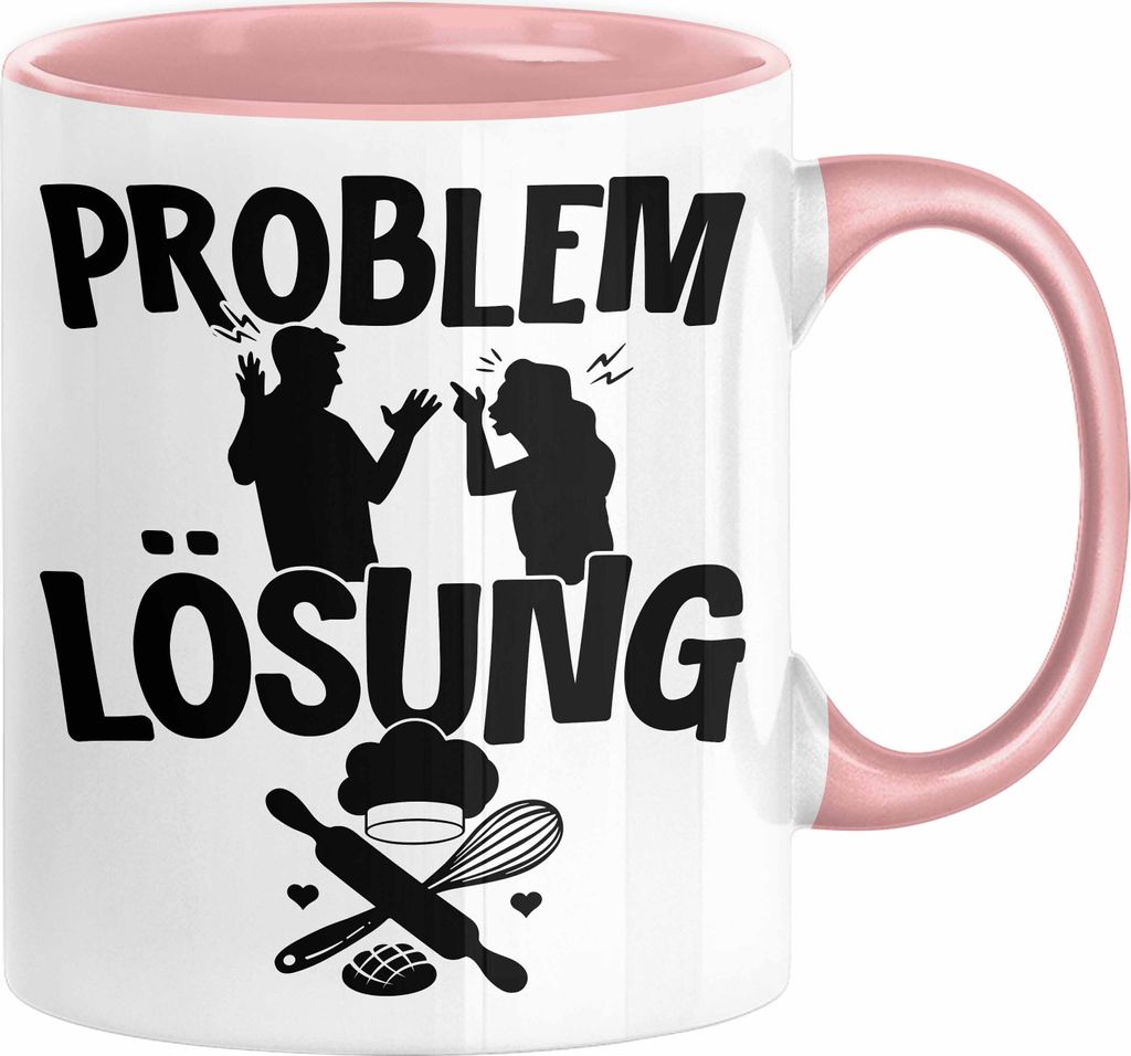 Backen Tasse Geschenk für Bäcker Männer Geschenkidee Problem und Lösung Backen Kochen (Rosa)